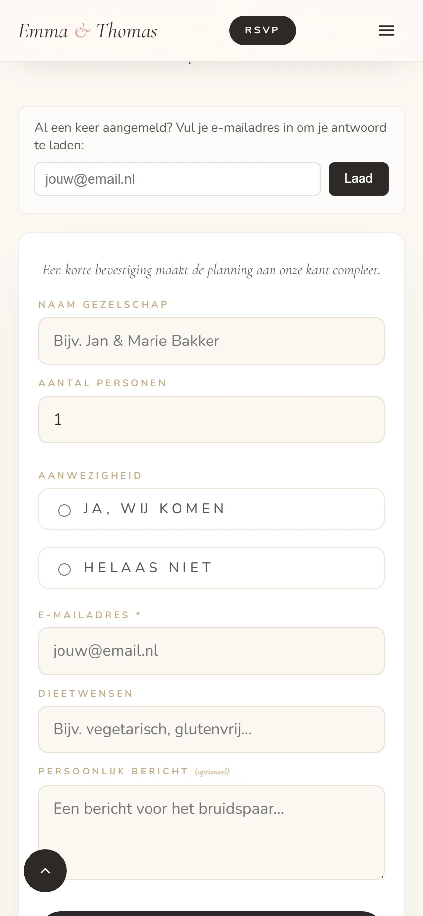 trwn op de telefoon, RSVP